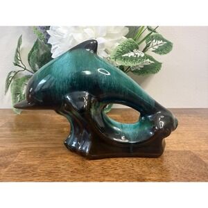 Vintage Blue Mountain Pottery Dolphin Figurine Mid Century Canadian Art Pottery